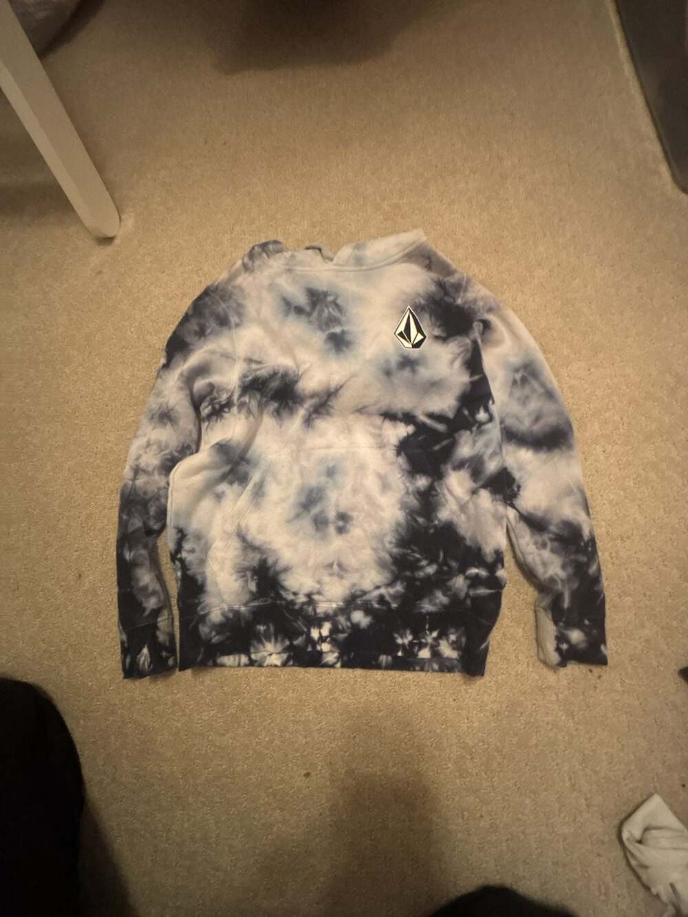 Kids Volcom Iconic Stone Pullover Hoodie Size M Blue Tie Dye